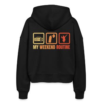 Break Dancer Wochenendroutine - Stanley/Stella Boxy Frauen Bio Zip Hoodie Ida - Schwarz - Hinten - AI Model Female 172 light (172cm)
