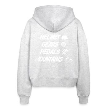 Helmet Gears Pedals Mountains - Stanley/Stella Boxy Frauen Bio Zip Hoodie Ida - Weiß meliert - Hinten - AI Model Female 172 dark (172cm)