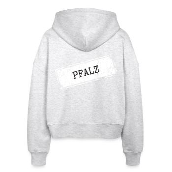 Faszination Pfalz Weinland Design - Stanley/Stella Boxy Frauen Bio Zip Hoodie Ida - Weiß meliert - Hinten - AI Model Female 172 dark (172cm)