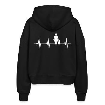 Katzenmama Kardiogramm - Stanley/Stella Boxy Frauen Bio Zip Hoodie Ida - Schwarz - Hinten - AI Model Female 172 light (172cm)