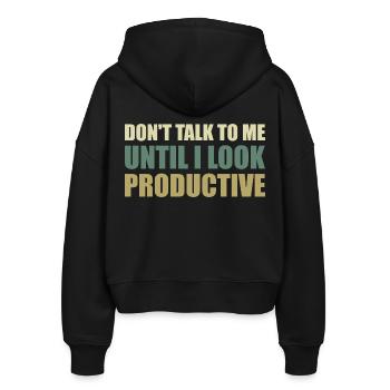Don't talk to me until I look productive - Stanley/Stella Boxy Women’s Organic Zip Hoodie Ida - black - Back - AI Model Female 172 light (172cm)