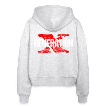 Generation X 1965 1980 Retro - Stanley/Stella Boxy Frauen Bio Zip Hoodie Ida - Weiß meliert - Hinten - AI Model Female 172 dark (172cm)