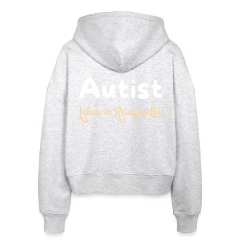Leben im Reizgewitter Autismus Statement - Stanley/Stella Boxy Frauen Bio Zip Hoodie Ida - Weiß meliert - Hinten - AI Model Female 172 dark (172cm)