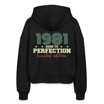 1981 - Stanley/Stella Boxy Frauen Bio Zip Hoodie Ida - Schwarz - Hinten - AI Model Female 172 light (172cm)
