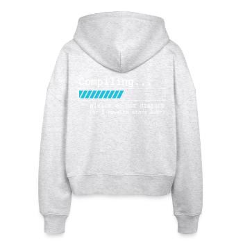 Lustiges Programmierer T-Shirt - Compiling Please  - Stanley/Stella Boxy Frauen Bio Zip Hoodie Ida - Weiß meliert - Hinten - AI Model Female 172 dark (172cm)