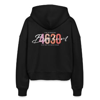 Bochum - Stanley/Stella Boxy Frauen Bio Zip Hoodie Ida - Schwarz - Hinten - AI Model Female 172 light (172cm)
