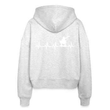 Skateboard Skater Zigzag Line Wave Rhythm - Stanley/Stella Boxy Women’s Organic Zip Hoodie Ida - heather white - Back - AI Model Female 172 dark (172cm)