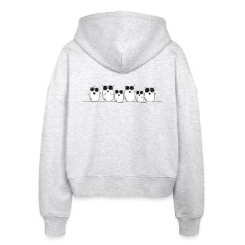 Coole Vögel mit Brille I Hühner I Vogel Comic - Stanley/Stella Boxy Frauen Bio Zip Hoodie Ida - Weiß meliert - Hinten - AI Model Female 172 dark (172cm)