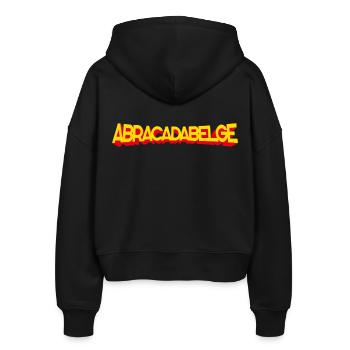 ABRAKADABELGISCH – BELGIEN - Stanley/Stella Boxy Frauen Bio Zip Hoodie Ida - Schwarz - Hinten - AI Model Female 172 light (172cm)