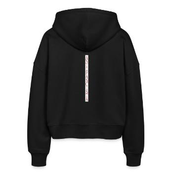 vertikal stylischer Schriftzug Antifascista - Stanley/Stella Boxy Frauen Bio Zip Hoodie Ida - Schwarz - Hinten - AI Model Female 172 light (172cm)