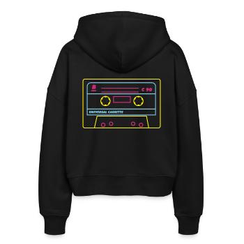 Cassette Audio 80s / Neon - Stanley/Stella Boxy Women’s Organic Zip Hoodie Ida - black - Back - AI Model Female 172 light (172cm)