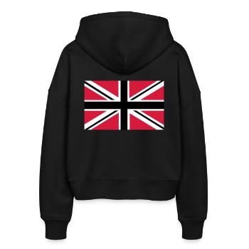 Union Jack | black-white-red | Flag flag - Stanley/Stella Boxy Women’s Organic Zip Hoodie Ida - black - Back - AI Model Female 172 light (172cm)