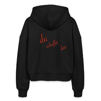 du schaffst das - Stanley/Stella Boxy Frauen Bio Zip Hoodie Ida - Schwarz - Hinten - AI Model Female 172 light (172cm)