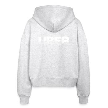Uber Wort Trend Schrift Schriftzug Spruch - Stanley/Stella Boxy Frauen Bio Zip Hoodie Ida - Weiß meliert - Hinten - AI Model Female 172 dark (172cm)