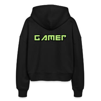 Gamers - Stanley/Stella Boxy Women’s Organic Zip Hoodie Ida - black - Back - AI Model Female 172 light (172cm)