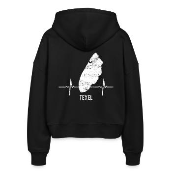 Geschenk, Heartbeat, Insel, Herzschlag, Texel - Stanley/Stella Boxy Frauen Bio Zip Hoodie Ida - Schwarz - Hinten - AI Model Female 172 light (172cm)