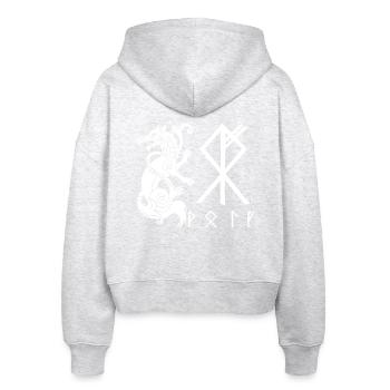 Weißer Wolf Fenrir - Stanley/Stella Boxy Frauen Bio Zip Hoodie Ida - Weiß meliert - Hinten - AI Model Female 172 dark (172cm)