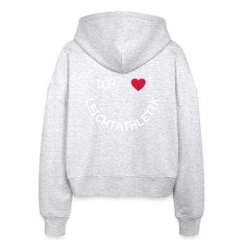 Leichtathletik - Stanley/Stella Boxy Frauen Bio Zip Hoodie Ida - Weiß meliert - Hinten - AI Model Female 172 dark (172cm)