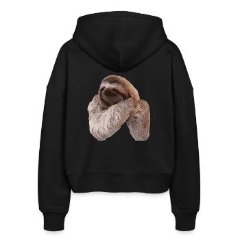 Sloth / Sloth - Stanley/Stella Boxy Women’s Organic Zip Hoodie Ida - black - Back - AI Model Female 172 light (172cm)