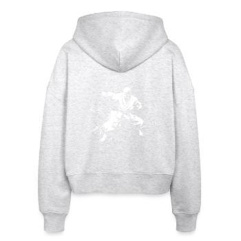 Karate Junge Zeichnung - Stanley/Stella Boxy Frauen Bio Zip Hoodie Ida - Weiß meliert - Hinten - AI Model Female 172 dark (172cm)
