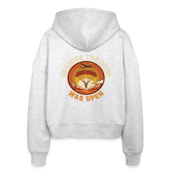 Fallschirmspringen Humor Because Door Was Open - Stanley/Stella Boxy Frauen Bio Zip Hoodie Ida - Weiß meliert - Hinten - AI Model Female 172 dark (172cm)
