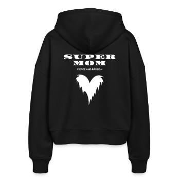 SuperMom - Stanley/Stella Boxy Frauen Bio Zip Hoodie Ida - Schwarz - Hinten - AI Model Female 172 light (172cm)