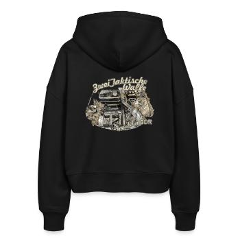 zweitaktische waffe  motor herz - Stanley/Stella Boxy Frauen Bio Zip Hoodie Ida - Schwarz - Hinten - AI Model Female 172 light (172cm)