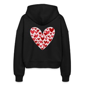 Viele Herzen Muster - Stanley/Stella Boxy Frauen Bio Zip Hoodie Ida - Schwarz - Hinten - AI Model Female 172 light (172cm)
