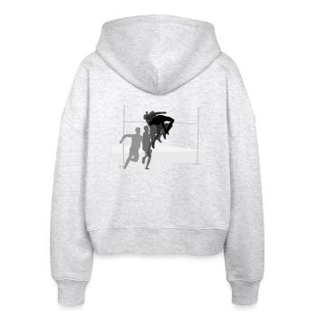 Hochsprung - Stanley/Stella Boxy Frauen Bio Zip Hoodie Ida - Weiß meliert - Hinten - AI Model Female 172 dark (172cm)