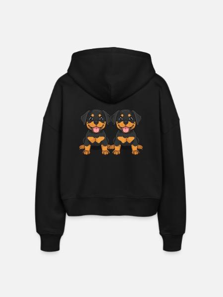 Rottweiler Hund Comic - Stanley/Stella Boxy Frauen Bio Zip Hoodie Ida - Schwarz