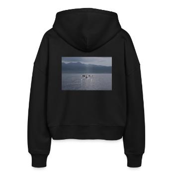 Whale Fin - Stanley/Stella Boxy Women’s Organic Zip Hoodie Ida - black - Back - AI Model Female 172 light (172cm)