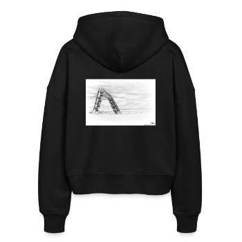 Saarpolygon bei Nacht - Stanley/Stella Boxy Frauen Bio Zip Hoodie Ida - Schwarz - Hinten - AI Model Female 172 light (172cm)