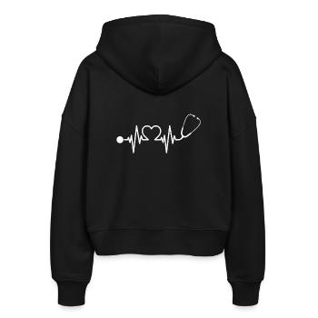 Krankenschwester Arzt Herzschlag Stethoskop - Stanley/Stella Boxy Frauen Bio Zip Hoodie Ida - Schwarz - Hinten - AI Model Female 172 light (172cm)