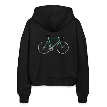 Rennrad für Hipster - Stanley/Stella Boxy Frauen Bio Zip Hoodie Ida - Schwarz - Hinten - AI Model Female 172 light (172cm)
