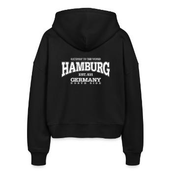 Hamburg (white) - Stanley/Stella Boxy Women’s Organic Zip Hoodie Ida - black - Back - AI Model Female 172 light (172cm)