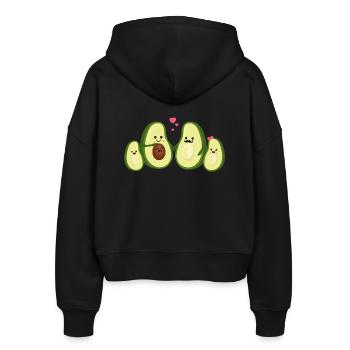 Avocado Familie - Schwangerschaft - Lustig - Baby - Stanley/Stella Boxy Frauen Bio Zip Hoodie Ida - Schwarz - Hinten - AI Model Female 172 light (172cm)