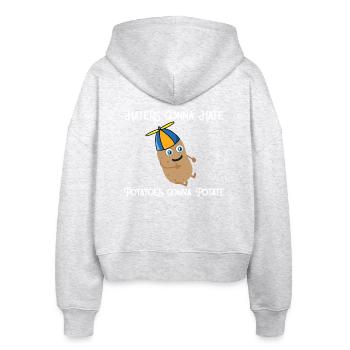 Haters gonna Hate Potatoes gonna potate - Stanley/Stella Boxy Frauen Bio Zip Hoodie Ida - Weiß meliert - Hinten - AI Model Female 172 dark (172cm)