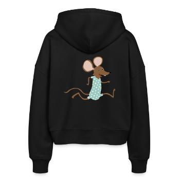 Maus geht baden - Stanley/Stella Boxy Frauen Bio Zip Hoodie Ida - Schwarz - Hinten - AI Model Female 172 light (172cm)