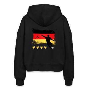 Fußball Deutschland - 4 Sterne - Stanley/Stella Boxy Frauen Bio Zip Hoodie Ida - Schwarz - Hinten - AI Model Female 172 light (172cm)