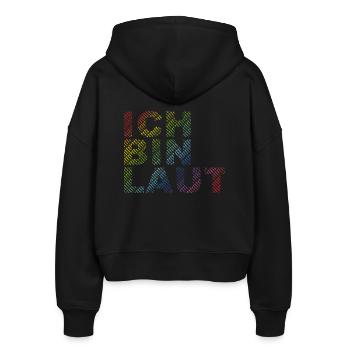 ICH BIN LAUT - Stanley/Stella Boxy Frauen Bio Zip Hoodie Ida - Schwarz - Hinten - AI Model Female 172 light (172cm)