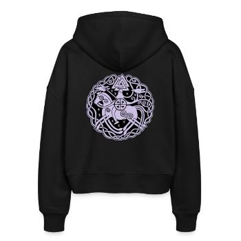 Odin auf Sleipnir mit Hugin und Munin 2C - Stanley/Stella Boxy Frauen Bio Zip Hoodie Ida - Schwarz - Hinten - AI Model Female 172 light (172cm)