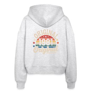 1981 Vintage Limited Edition Geschenk 1981 - Stanley/Stella Boxy Frauen Bio Zip Hoodie Ida - Weiß meliert - Hinten - AI Model Female 172 dark (172cm)