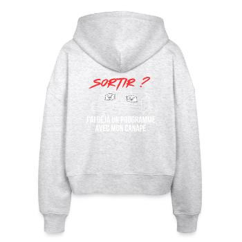 I already have a program with my sofa - Stanley/Stella Boxy Women’s Organic Zip Hoodie Ida - heather white - Back - AI Model Female 172 dark (172cm)