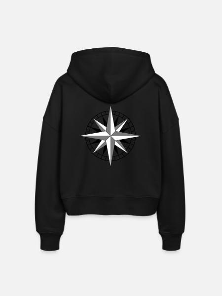 Windrose - Stanley/Stella Boxy Frauen Bio Zip Hoodie Ida - Schwarz