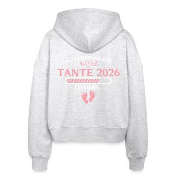Tante 2026 Schwangerschaftsankündigung Patentante - Stanley/Stella Boxy Frauen Bio Zip Hoodie Ida - Weiß meliert - Hinten - AI Model Female 172 dark (172cm)