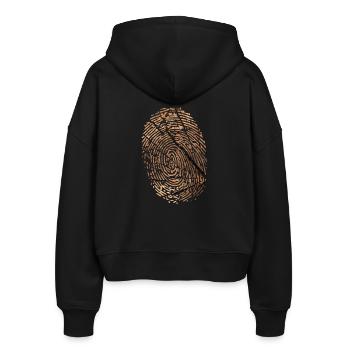 Fingerprint wood - Stanley/Stella Boxy Women’s Organic Zip Hoodie Ida - black - Back - AI Model Female 172 light (172cm)