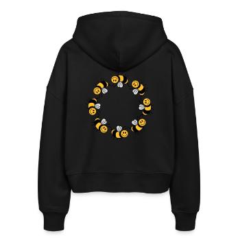 Funny bee circle pattern - Stanley/Stella Boxy Women’s Organic Zip Hoodie Ida - black - Back - AI Model Female 172 light (172cm)