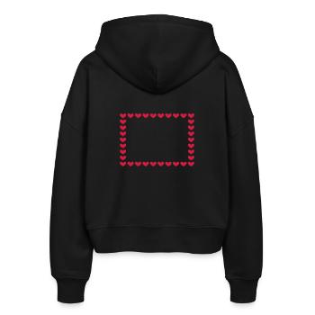 Rechteck Rahmen Box Herz Anpassbar Rot - Stanley/Stella Boxy Frauen Bio Zip Hoodie Ida - Schwarz - Hinten - AI Model Female 172 light (172cm)
