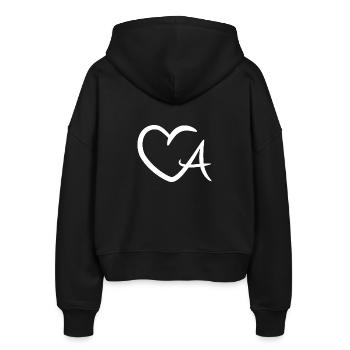 Herz Buchstabe A - Stanley/Stella Boxy Frauen Bio Zip Hoodie Ida - Schwarz - Hinten - AI Model Female 172 light (172cm)