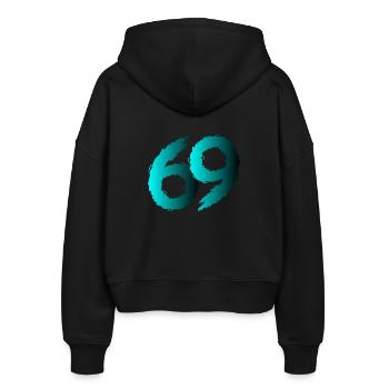 69 symbol number sixty nine - Stanley/Stella Boxy Women’s Organic Zip Hoodie Ida - black - Back - AI Model Female 172 light (172cm)